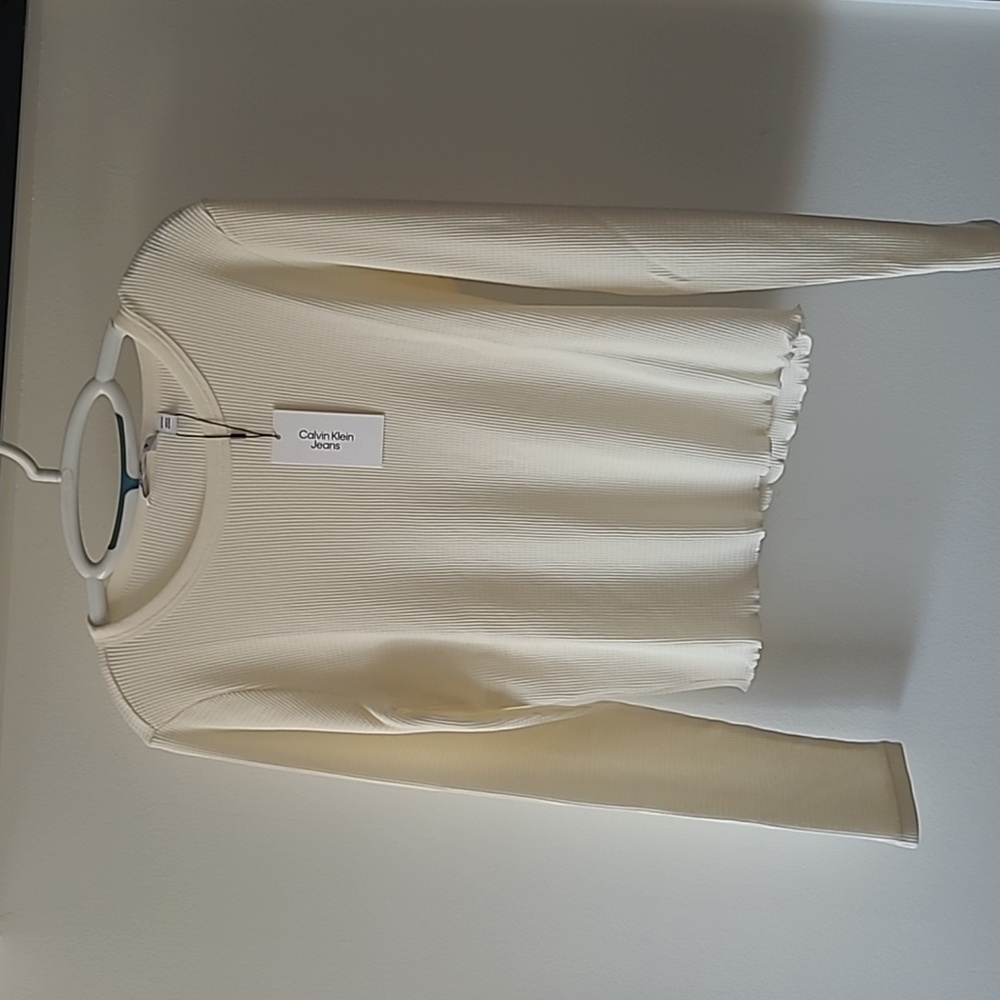 Calvin Klein Jeans .. XL .. X-Large .. Long sleeve‎ .. Crop .. Cream - Picture 2 of 7